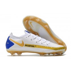 Nike Phantom GT Elite FG Soccer Shoes White Gold Blue