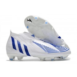 adidas Predator Edge + FG Firm Ground Soccer Cleat White Hi Res Blue