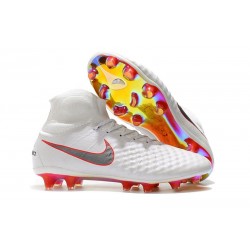 Nike Magista Obra 2 FG Firm Ground Football Shoes - White Grey Red
